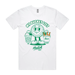 Haitch Golf My Bucket List tee in White, product shot