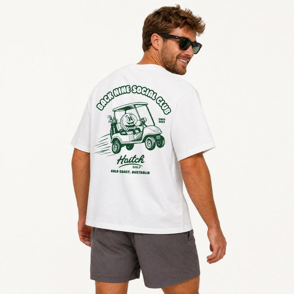 Haitch Golf Back Nine Social Club Boxy Oversized T-Shirt - White - Haitch Golf