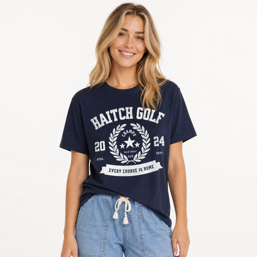 Haitch Golf Every Course Is Home Staple T-Shirt - Navy - Haitch Golf