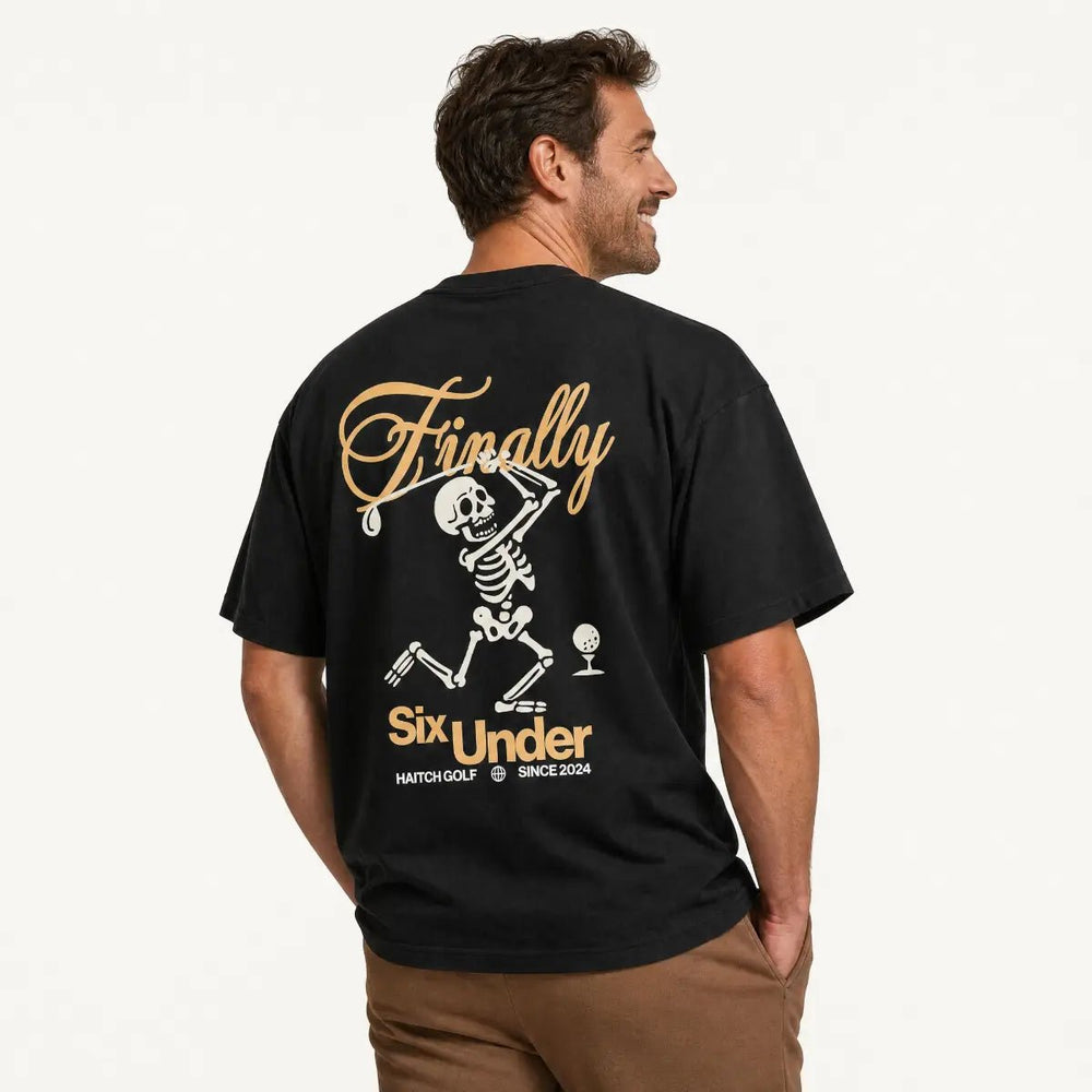 Haitch Golf Finally 6 Under Boxy Oversized Tee - Black - Haitch Golf
