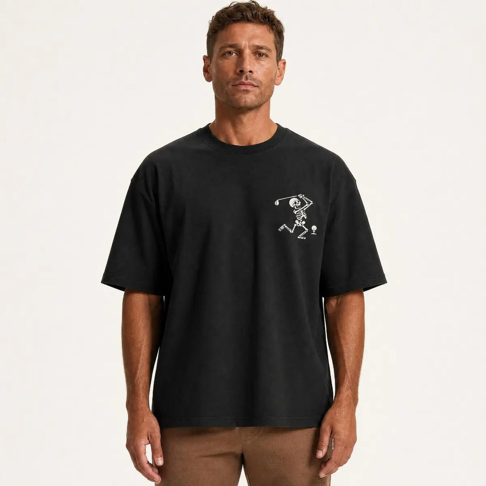 Haitch Golf Finally 6 Under Boxy Oversized Tee - Black - Haitch Golf