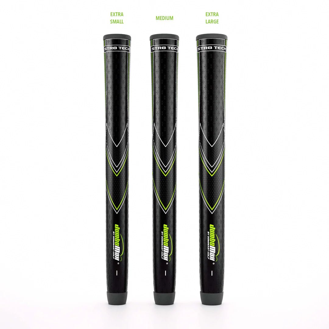 JUMBOMAX STR8 TECH NON - TAPERED SWING GRIPS - BLACK/GREEN - Haitch Golf